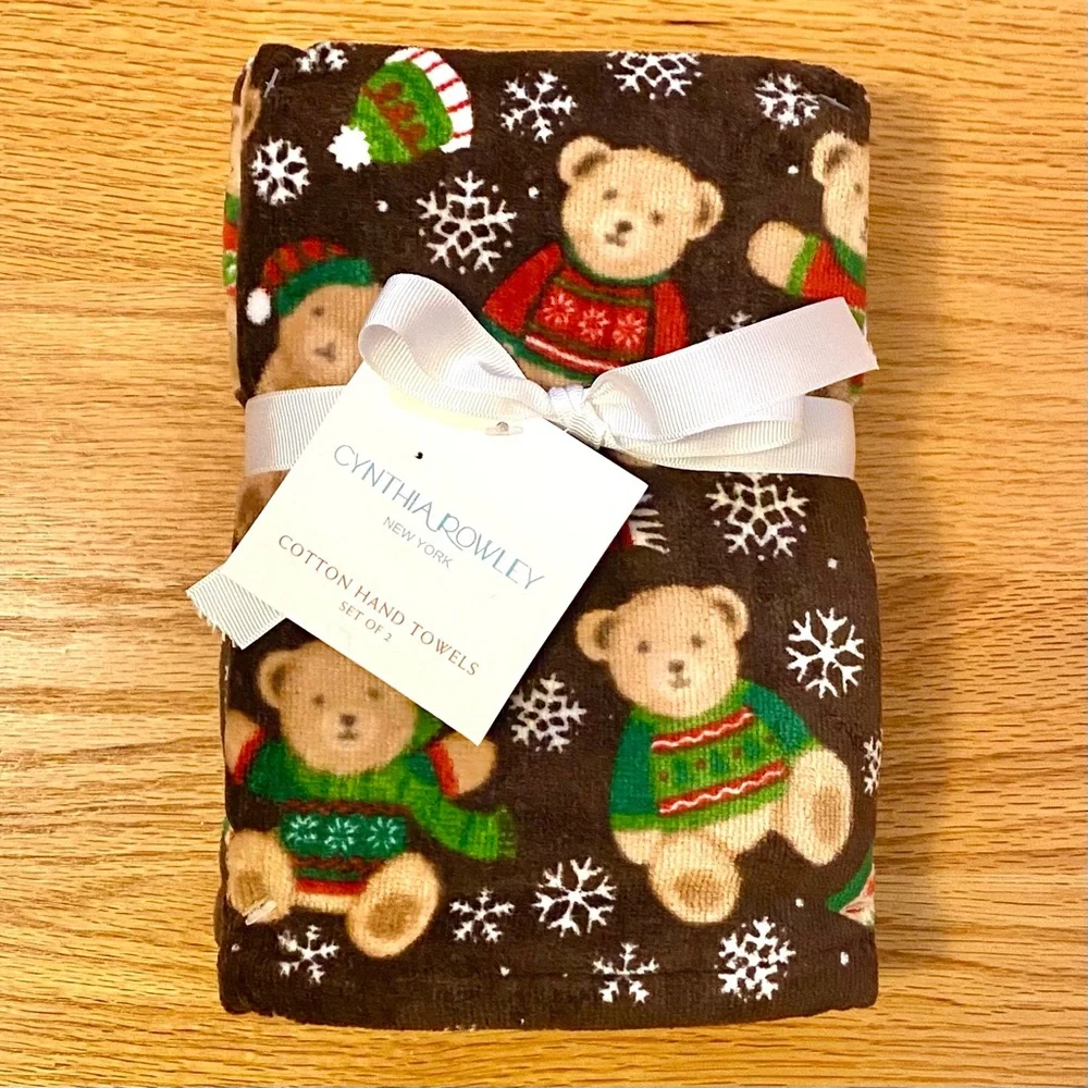 CYNTHIA ROWLEY Christmas bears hand towel set